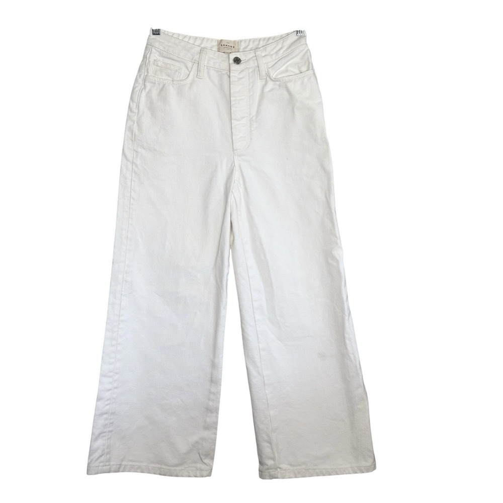 Sezane Le Crop Jeans 36 EU 4 US Coastal Button Fly Wide Leg Euro Summer High Ris